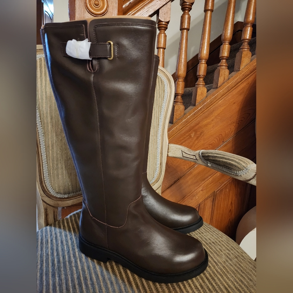 Brand-new Lands' End Dark Brown Wide Knee High Riding Boots - Picture 5 of 7